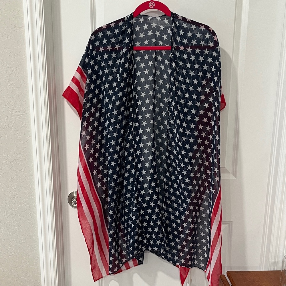 Styliné American Flag Kimono One size Fits Most M-XL NWT Patriotic